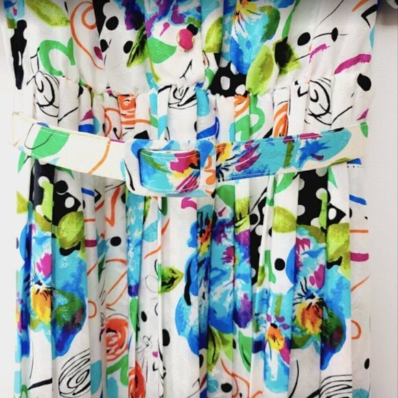 Leo Danal Vintage Belted Short Sleeve Button Down Celebration Dress - Picture 2 of 12